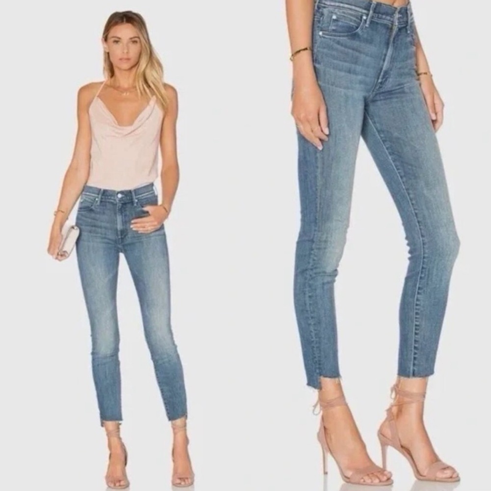 Mother Denim Stunner Zip Ankle Step Fray